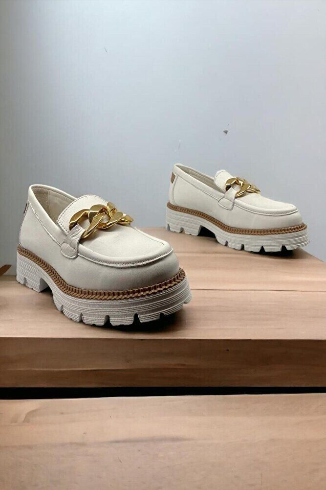 D24ya-3185 Kemik Renk Kadın Casual Ayakkabı