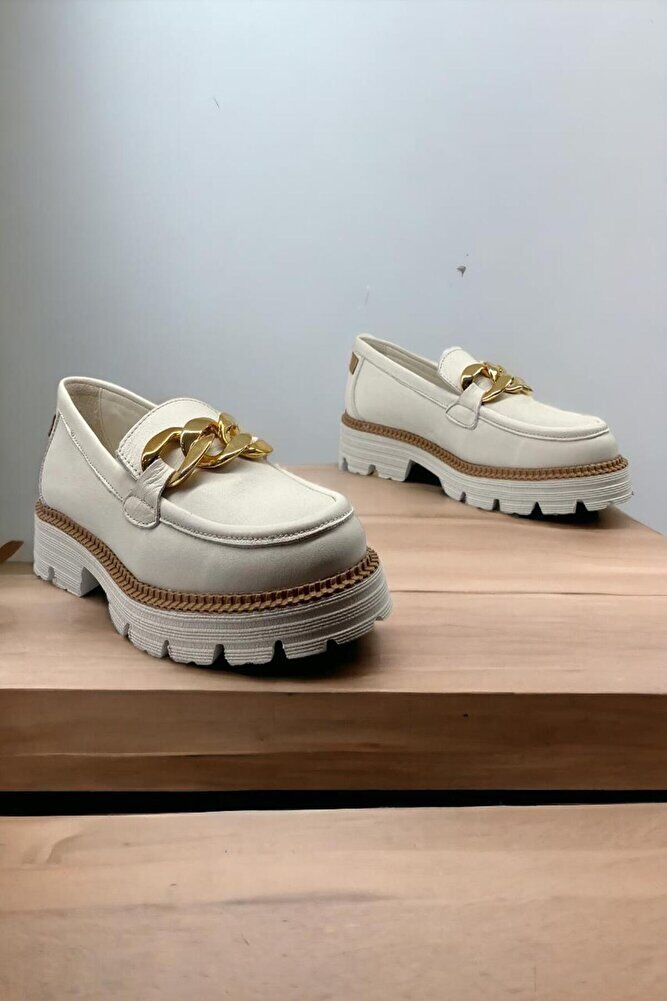 D24ya-3185 Kemik Renk Kadın Casual Ayakkabı