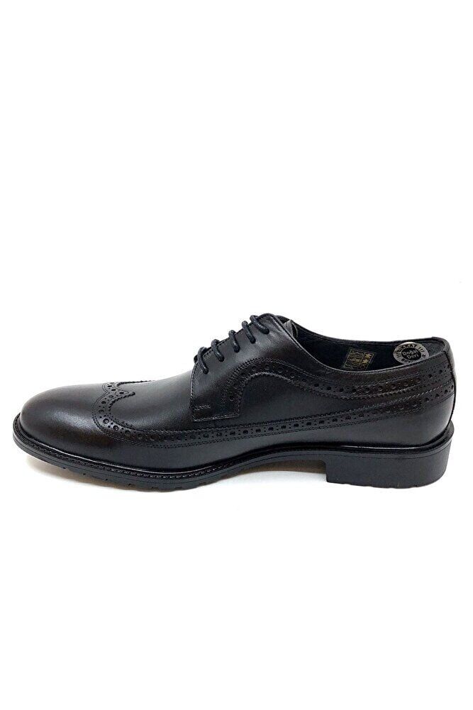 Hakiki Deri Kauçuk Taban Erkek Klasik Ayakkabı | 008582 | Siyah Ve Taba Renkler siyah